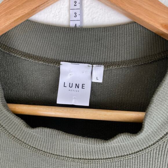 Lune Active Maia Rib Long Sleeve Top Size L Moss Green - Picture 9 of 11